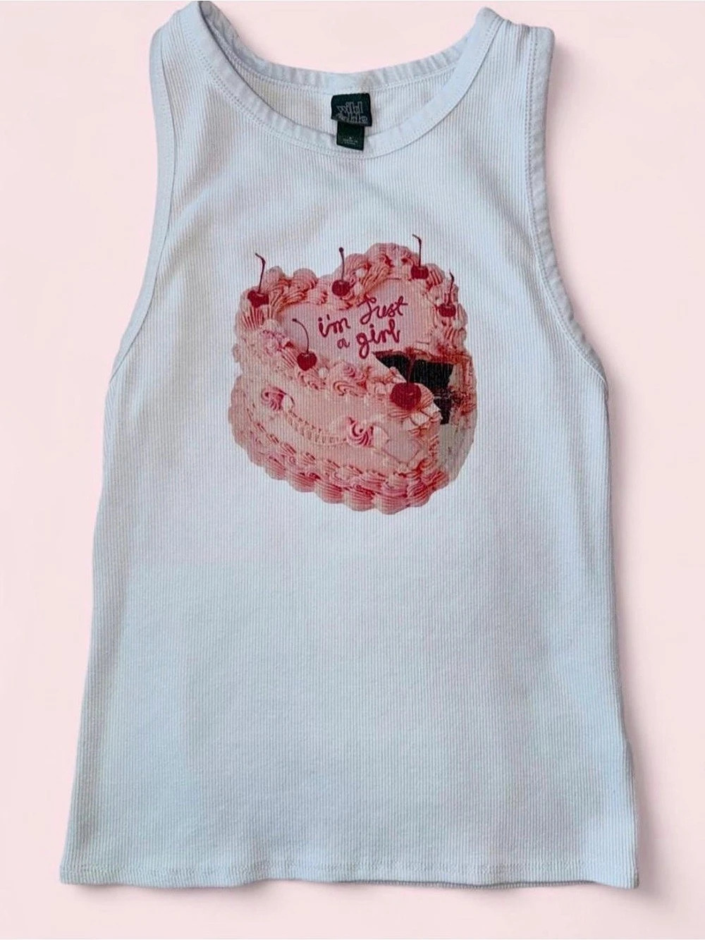 Wild Fable I'm Just A Girl Cake Graphic Ribbed Tank Top